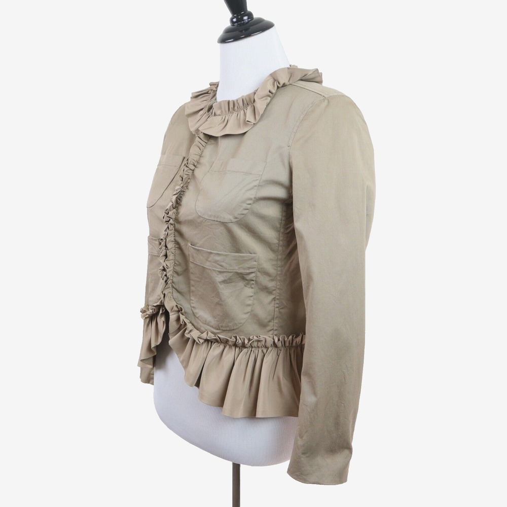 J Crew Size 0 Ruffle Chino Jacket Tan Ridge Khaki Tan G7578 *as is* - Picture 3 of 12